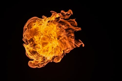 Close-up of flames with a vivid yellow glow