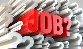 A graphic of the word 'Job?' written in a highlighted red font, with a pattern of smaller question marks filling the background