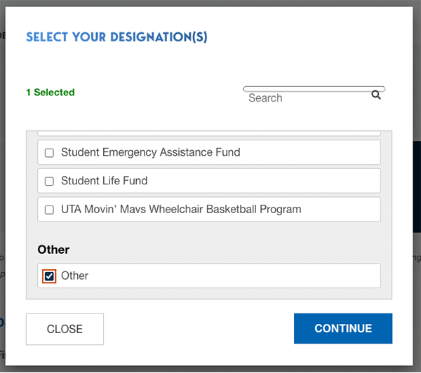 donate_page_3 Screenshot of the U T A Radio donation page showing the option to select the Other designation